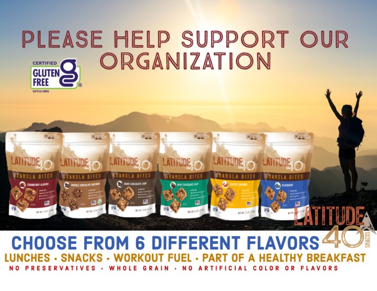 Please Help Support Our Organization - images and fundraiser information for Latitude 40 Snacks Granola Bites